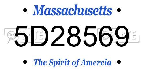 5D28569 Massachusetts License Plate
