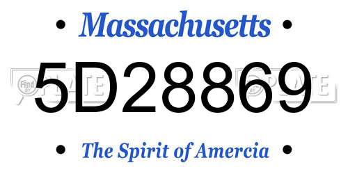 5D28869 Massachusetts License Plate