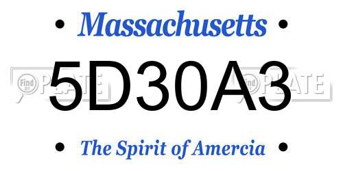 5D30A3 Massachusetts License Plate