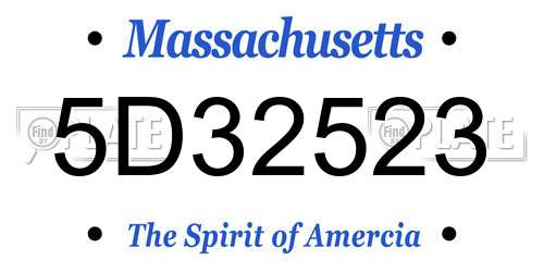 5D32523 Massachusetts License Plate