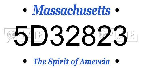 5D32823 Massachusetts License Plate