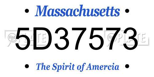 5D37573 Massachusetts License Plate