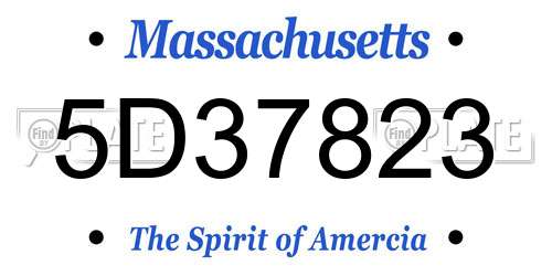5D37823 Massachusetts License Plate