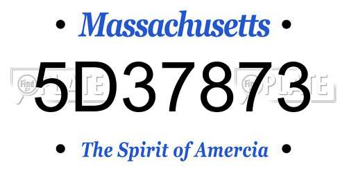 5D37873 Massachusetts License Plate