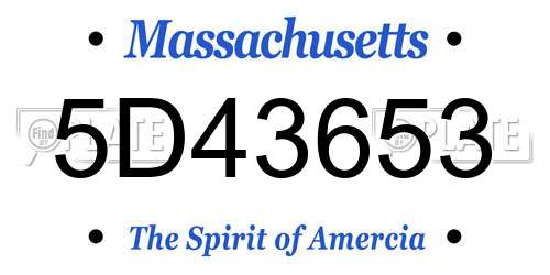 5D43653 Massachusetts License Plate
