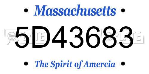 5D43683 Massachusetts License Plate