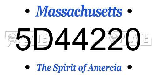 5D44220 Massachusetts License Plate
