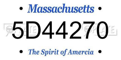 5D44270 Massachusetts License Plate
