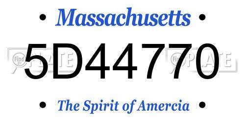 5D44770 Massachusetts License Plate