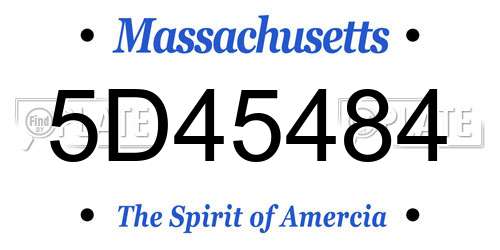 5D45484 Massachusetts License Plate