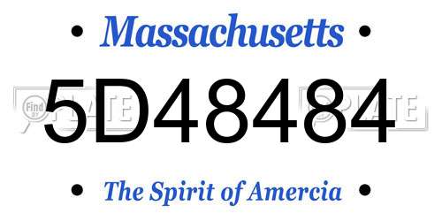 5D48484 Massachusetts License Plate