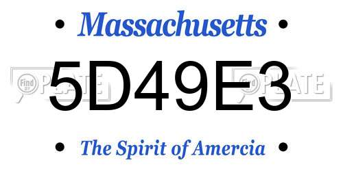 5D49E3 Massachusetts License Plate