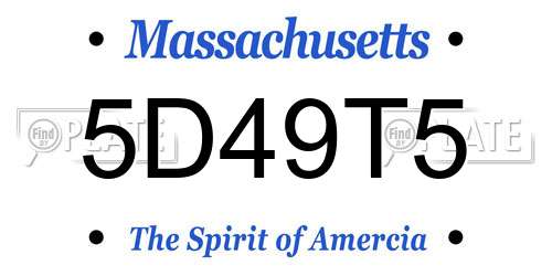 5D49T5 Massachusetts License Plate
