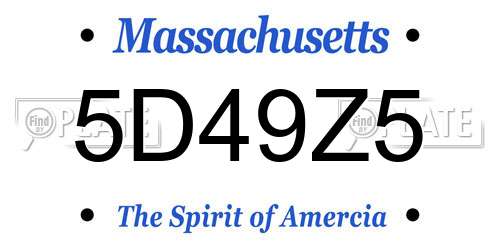 5D49Z5 Massachusetts License Plate