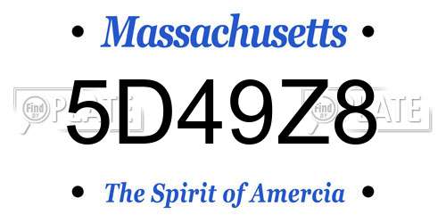 5D49Z8 Massachusetts License Plate