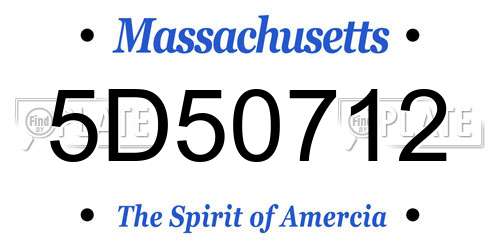 5D50712 Massachusetts License Plate