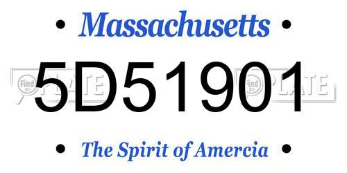 5D51901 Massachusetts License Plate