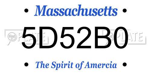 5D52B0 Massachusetts License Plate