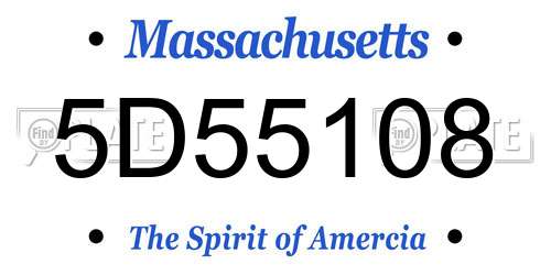 5D55108 Massachusetts License Plate