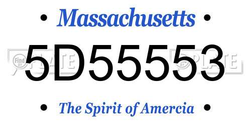 5D55553 Massachusetts License Plate