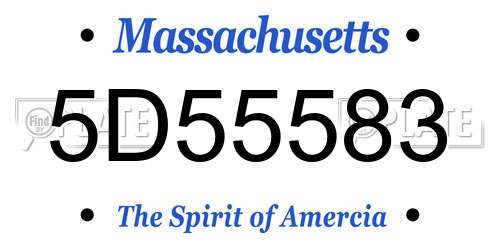 5D55583 Massachusetts License Plate