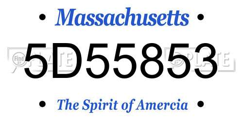 5D55853 Massachusetts License Plate