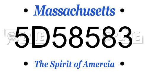 5D58583 Massachusetts License Plate