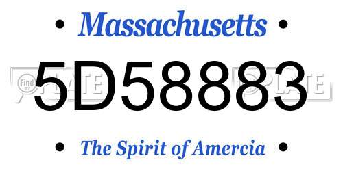 5D58883 Massachusetts License Plate