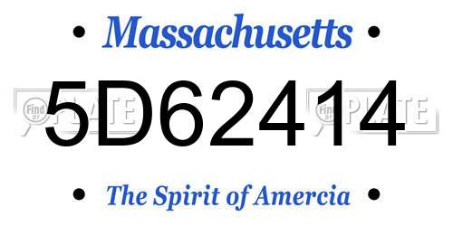 5D62414 Massachusetts License Plate