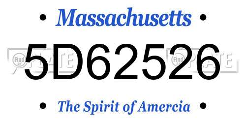 5D62526 Massachusetts License Plate
