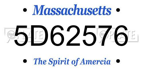 5D62576 Massachusetts License Plate