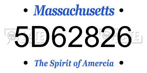 5D62826 Massachusetts License Plate