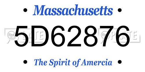 5D62876 Massachusetts License Plate