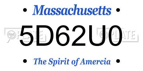 5D62U0 Massachusetts License Plate