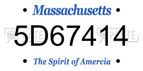 5D67414 Massachusetts License Plate