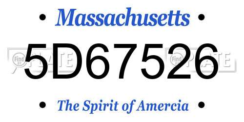 5D67526 Massachusetts License Plate