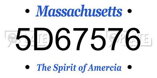 5D67576 Massachusetts License Plate