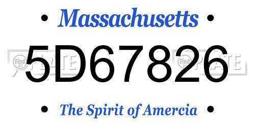 5D67826 Massachusetts License Plate