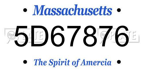 5D67876 Massachusetts License Plate