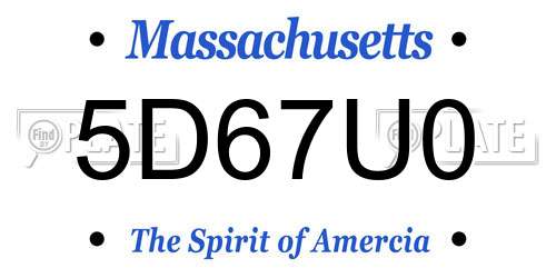 5D67U0 Massachusetts License Plate