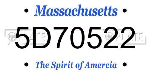 5D70522 Massachusetts License Plate