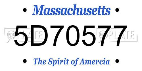 5D70577 Massachusetts License Plate