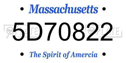 5D70822 Massachusetts License Plate