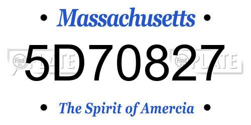 5D70827 Massachusetts License Plate