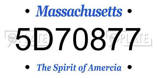 5D70877 Massachusetts License Plate