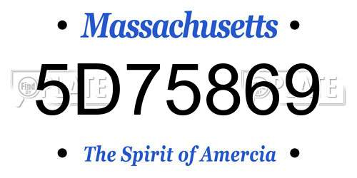 5D75869 Massachusetts License Plate