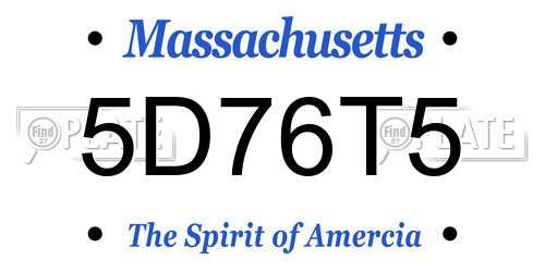 5D76T5 Massachusetts License Plate