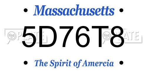 5D76T8 Massachusetts License Plate