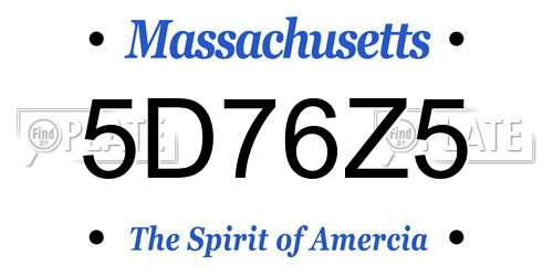 5D76Z5 Massachusetts License Plate