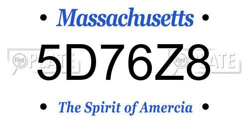 5D76Z8 Massachusetts License Plate